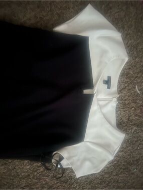 Talbots Black Crewneck Dress with White Shoulders